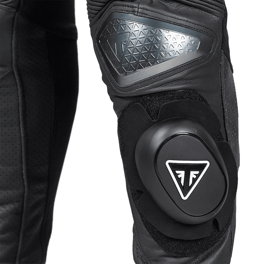 Triple Perforated Unisex Black Leather Riding Pants | Motorcycle